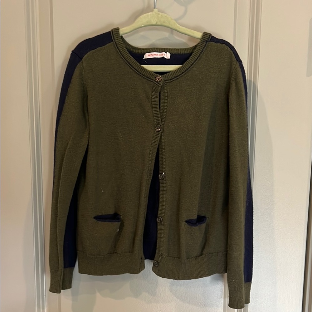 Girl Olive Green Monoprix kids Cardigan Sweater